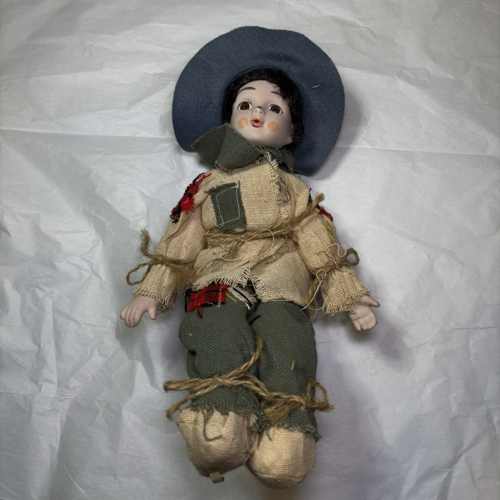 Vintage House Of‎ Lloyd Sitting Scarecrow Blue Hat 12' Doll Porcelain 90's Boy